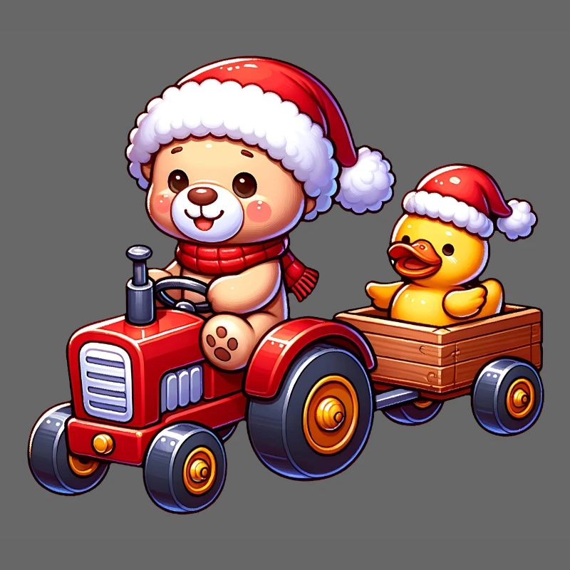 Teddy comme le Père Noël et petit canard mignon