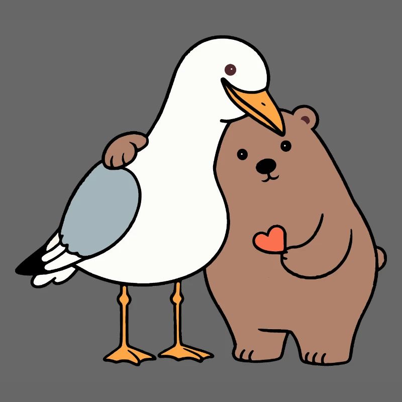 Nordsee Möwe Braun Bär Freundschaft Liebe anlehnen