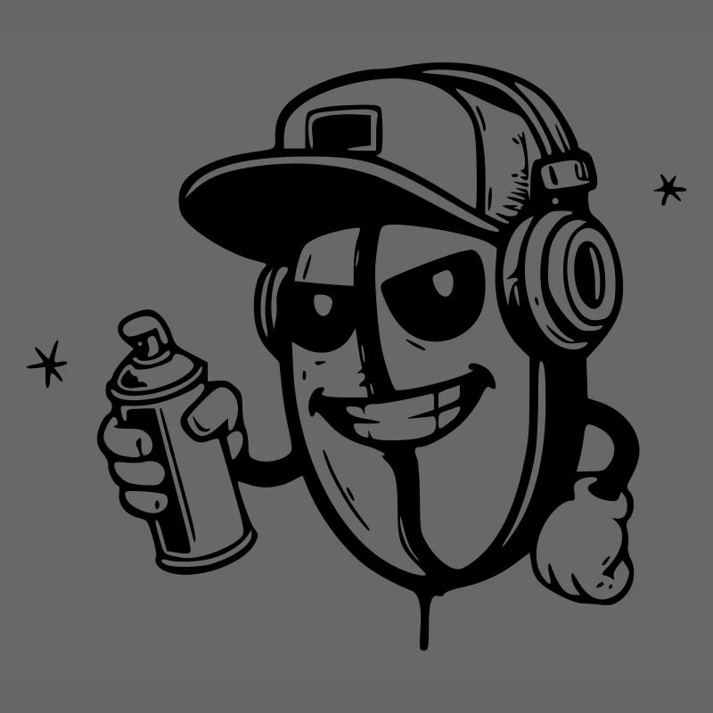 graffiti kaffeebohne character hip-hop