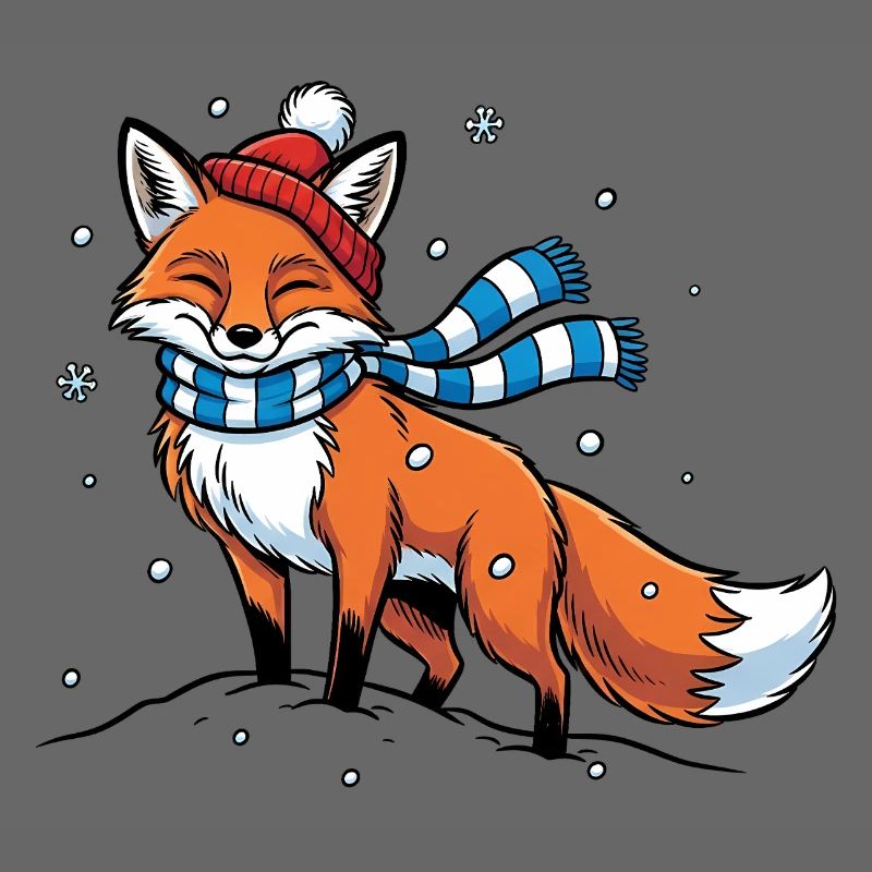 Winterfuchs mit Schal
