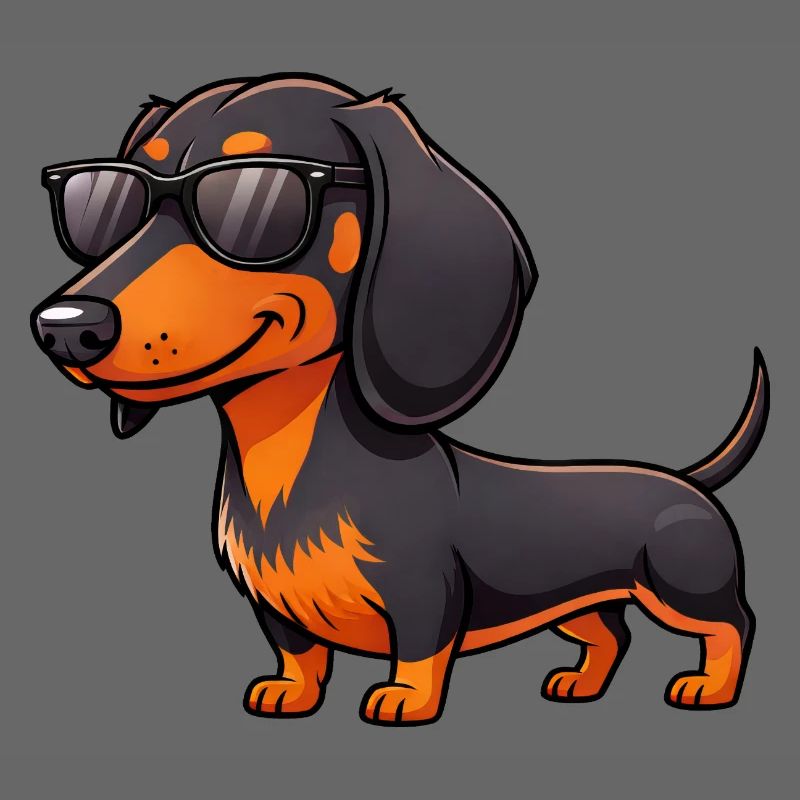 Cooler Dackel mit Sonnenbrille Sommerfreund