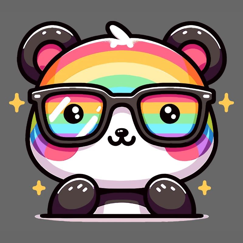 Regenbogen Panda mit Sonnenbrille
