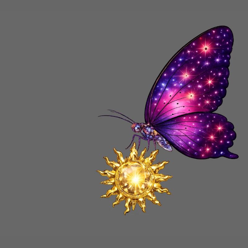 Soleil doré et papillon de l’espace.