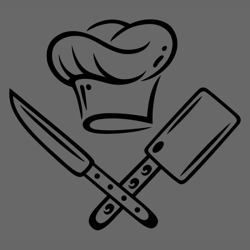 Cooking hat with knives.