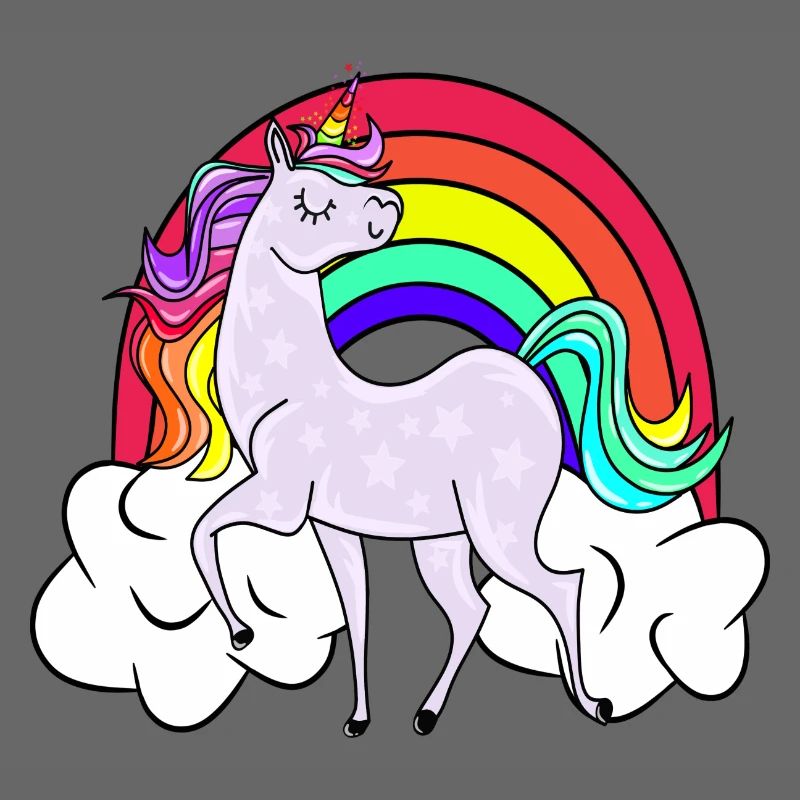 Unicorn with rainbow and clouds
