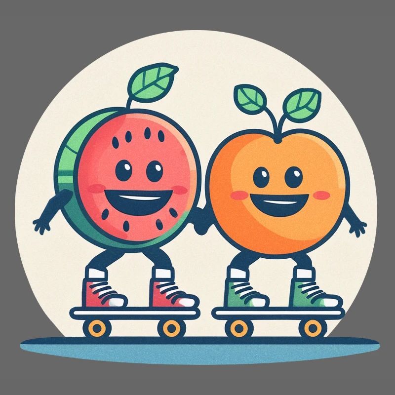 Roller skateboarding, fun and fruit
