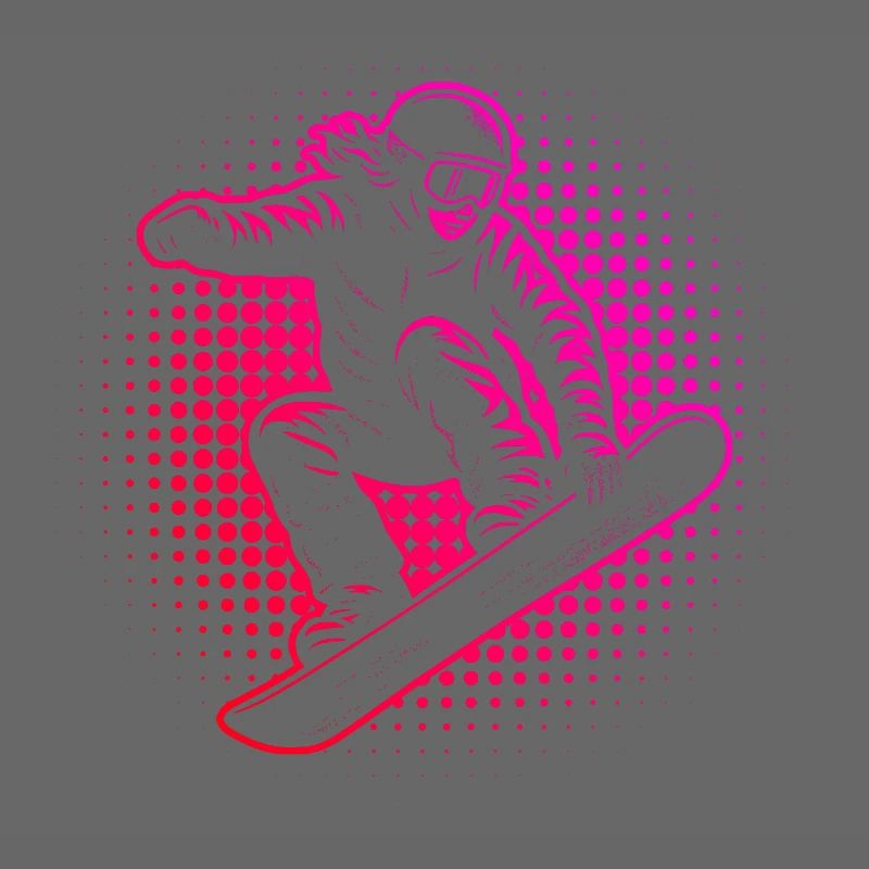 Neon Snowboarder Halftone Style