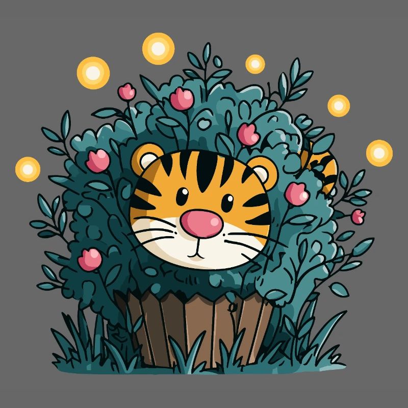 Tiger im Blütenbusch