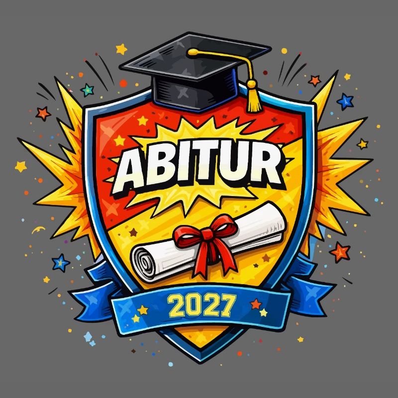 Abitur 2027 Abschluss Comic Schild