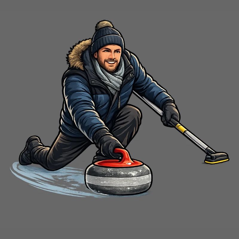Héros du curling dans le vent de glace