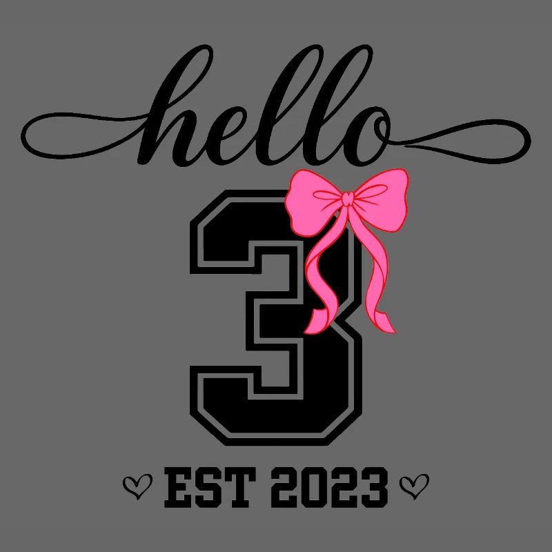 Hello 3 Est 2023 Mädchen Geburtstag Design
