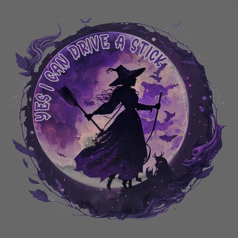 Moon Magic Witch Under Night Moon Halloween
