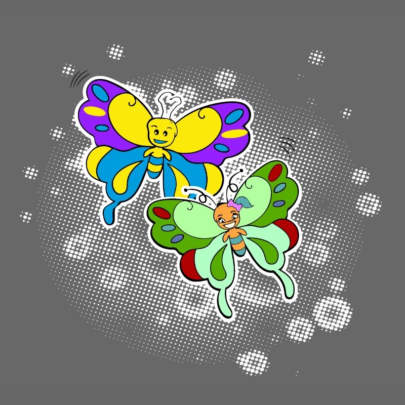 Zwei Schmetterlinge mit Pixelwolke
