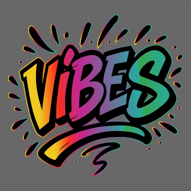 Lettrage graffiti VIBES – Déclaration colorée
