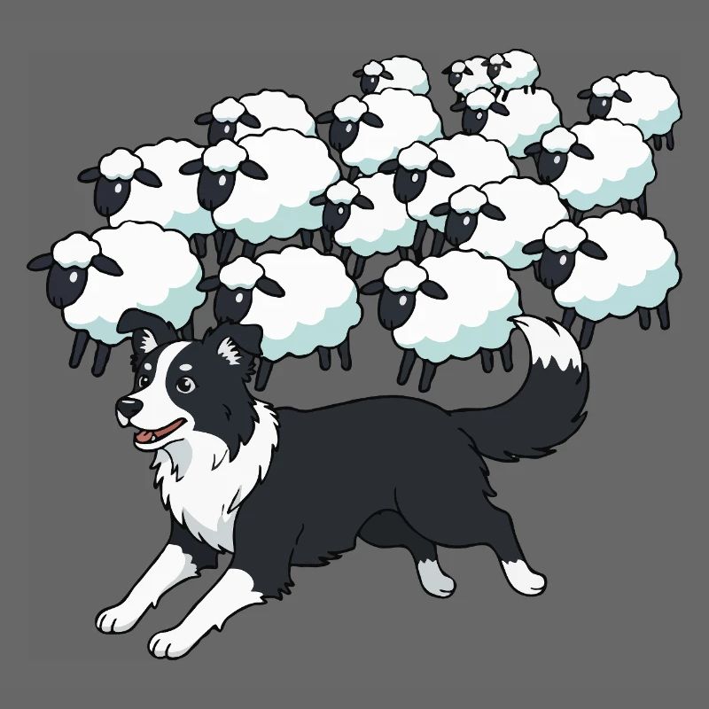 Border Collie and Clouds Sheep