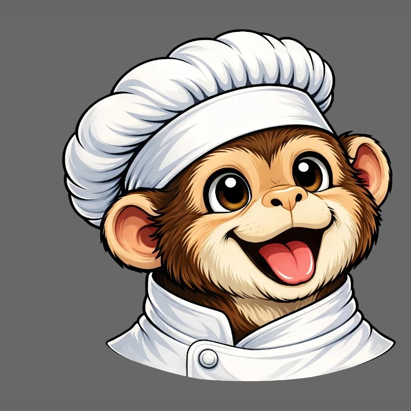 Dessin animé Singe Chef Mignon