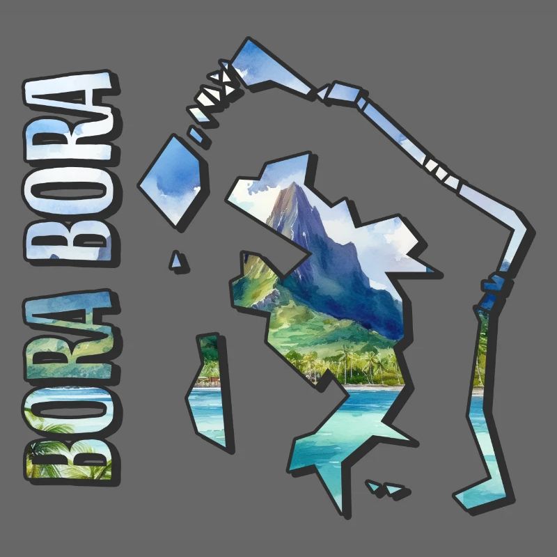 Watercolor Map Bora Bora