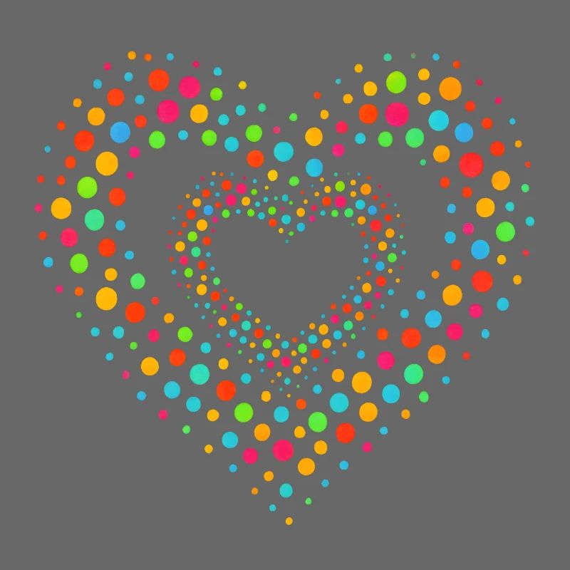 Rainbow Dot Heart Pattern Tee