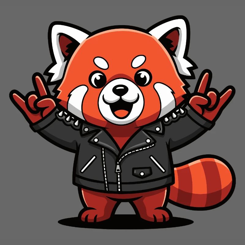 Roter Panda in Lederjacke