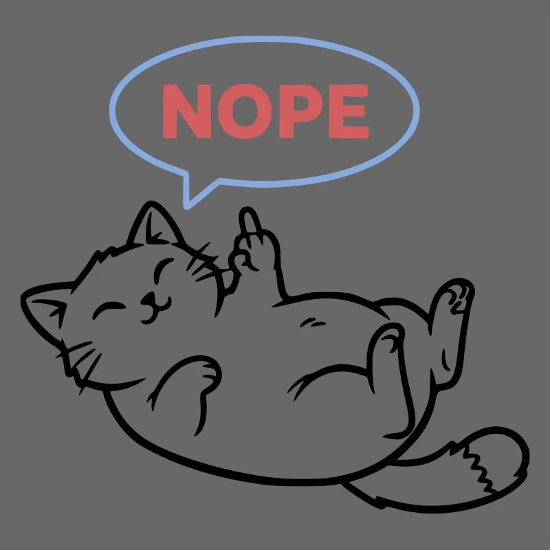 Laughing Cat Nope Middle Finger