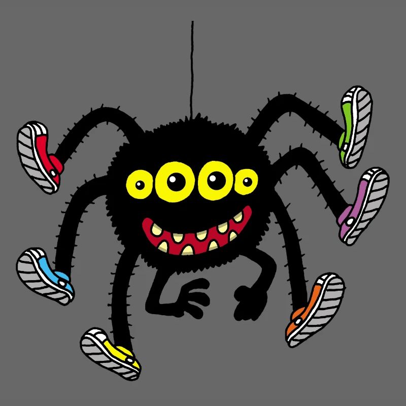 Araignée en chaussures multicolores
