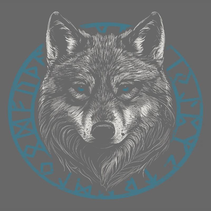 Wikinger Wolf mit Runen