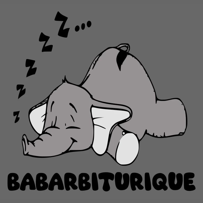 Éléphant Endormi avec le titre babarbiturique