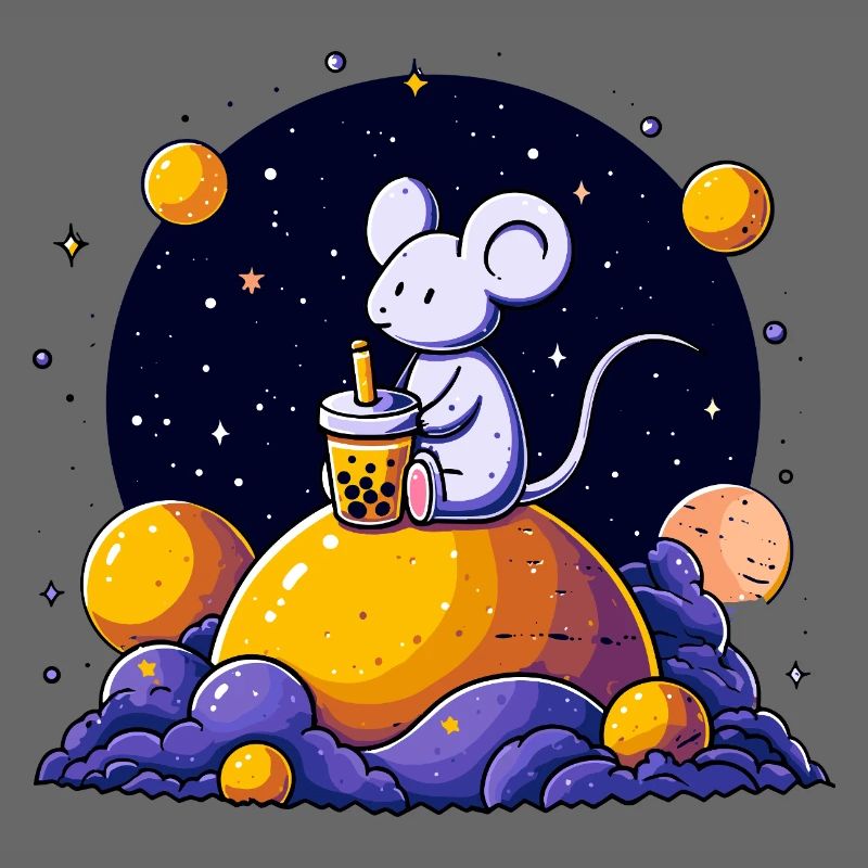 Space Mouse with Bubble Tea