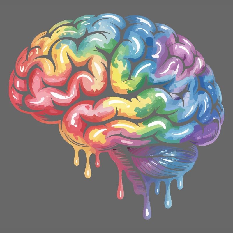 Rainbow Brain Gradient Print Design