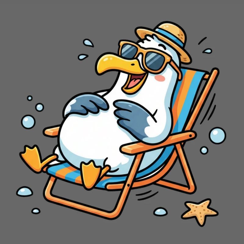 Relaxte Möwe am Strand