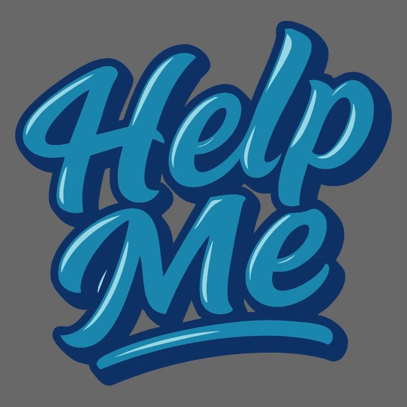 Hilfe Me Blau Script Logo