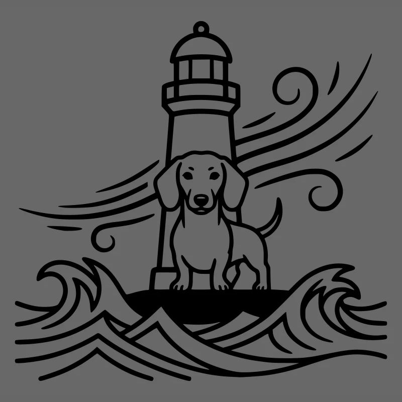 Mer du phare de tempête du teckel