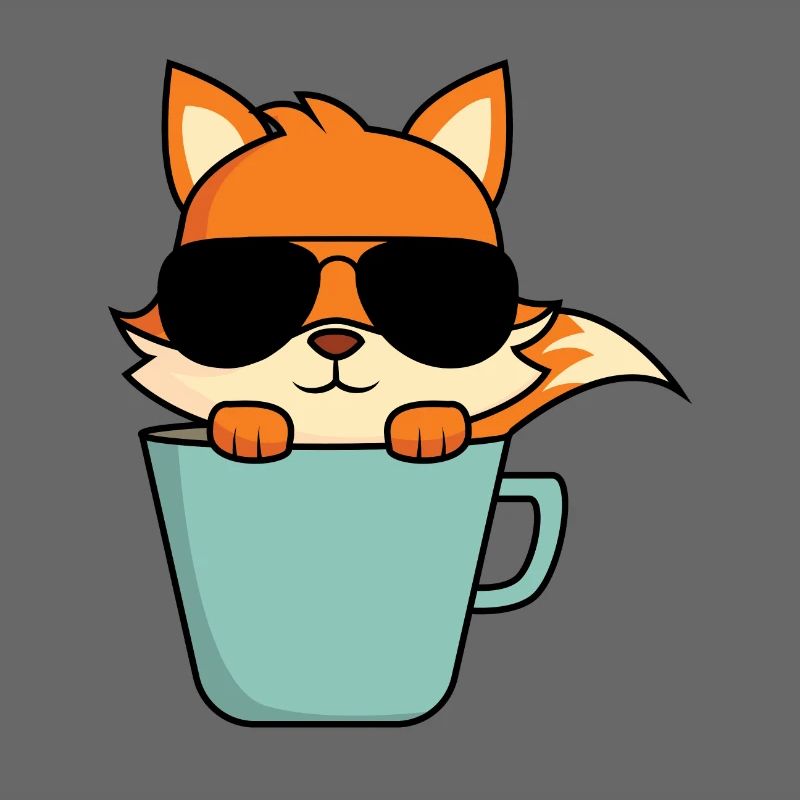 Cool fox in coffee cup