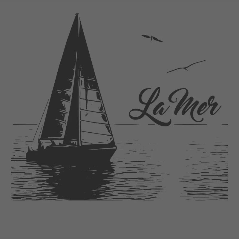 Das Meer - Segelboot und 2 Möwen