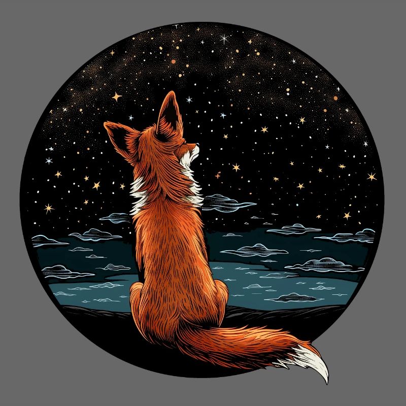 Fuchs mit Sternenhimmel