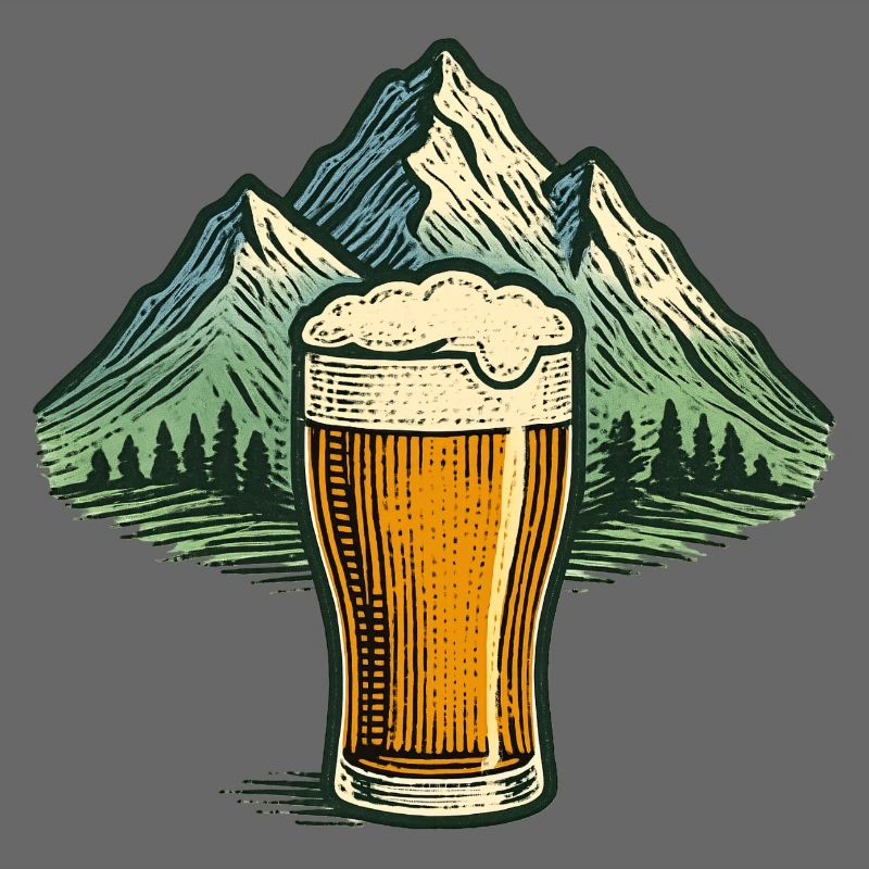 Bierglas mit Bergsilhouette
