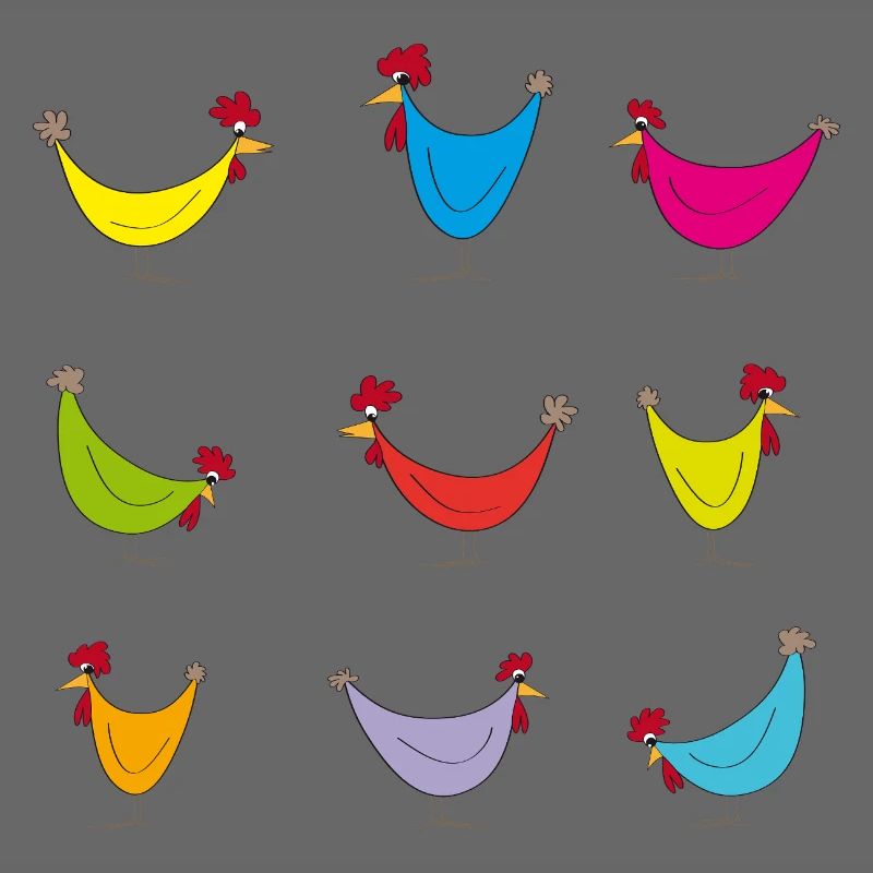 Colorful Chickens Cheerful Pattern