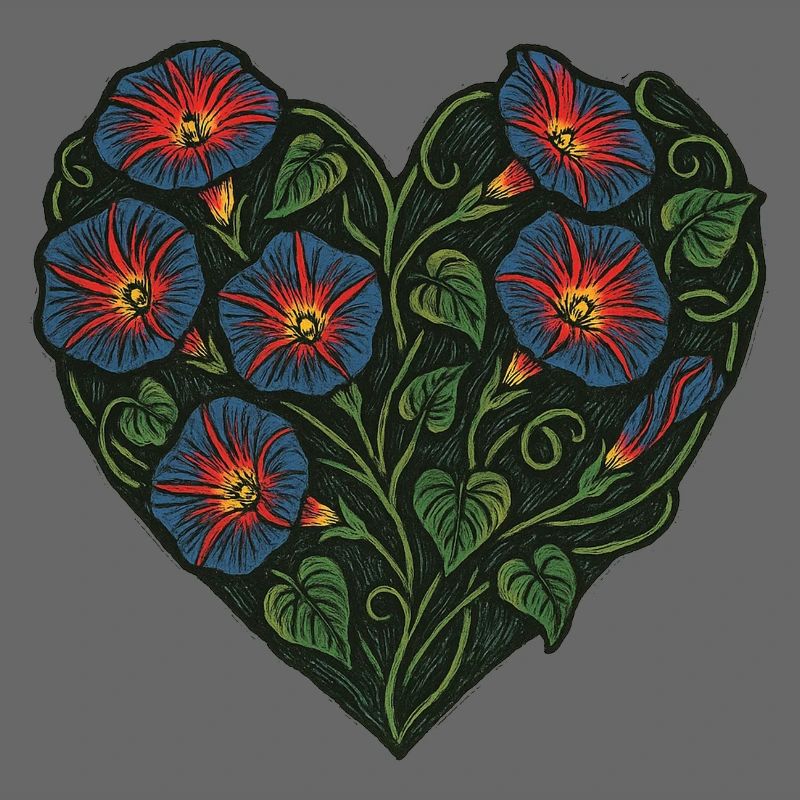 Herzförmiges Blumenmuster mit Prunkwinden