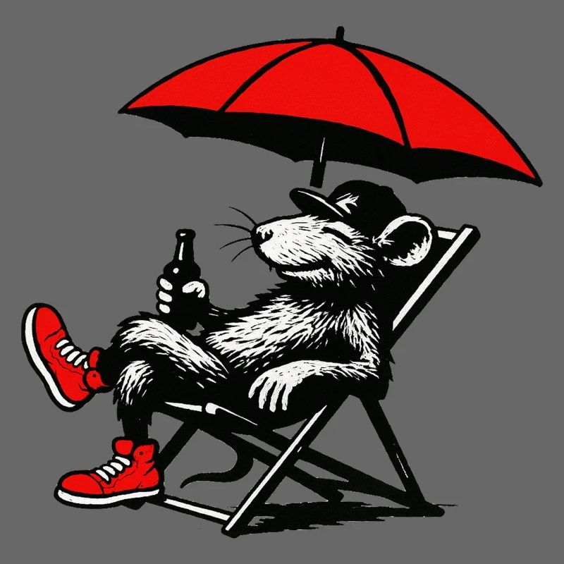 Ratte mit Sonnenschirm Relax