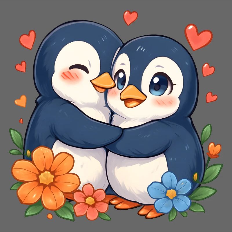 Cuddly Penguins Love Duo