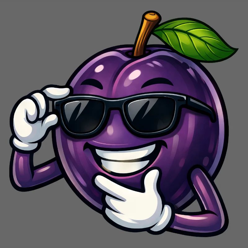 Cool Plum Cartoon Comic Fruit Summer