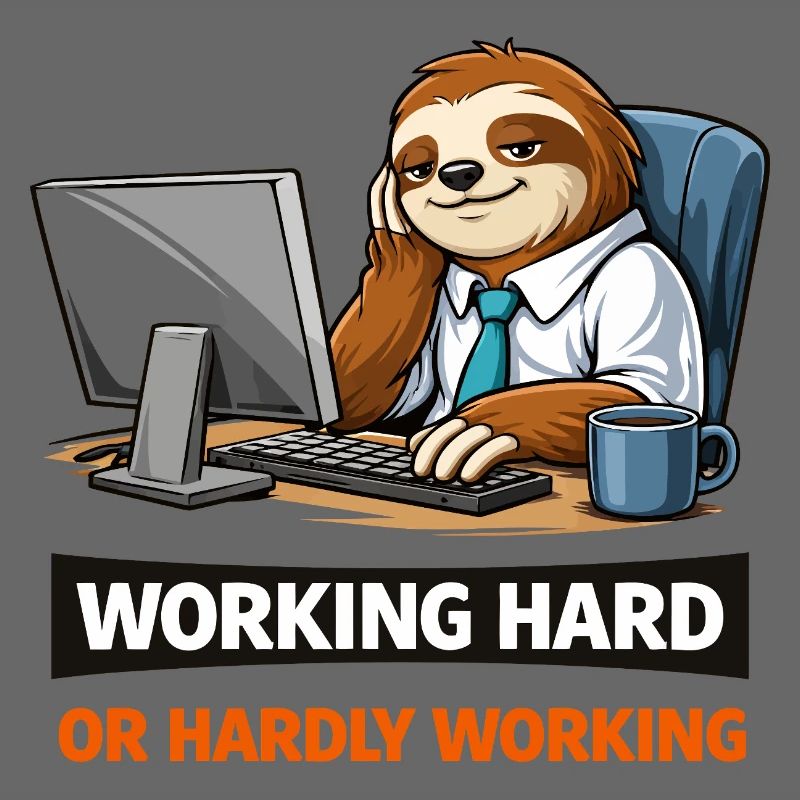 Sloth at Desk: Work Hard Meme