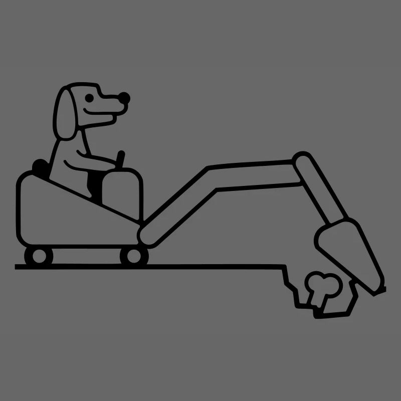 Dog Bones Burying Excavator Digging Cool Digging