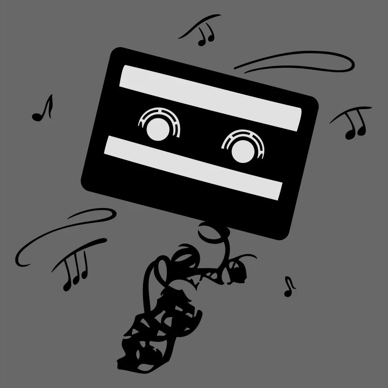 Logo de la musique avec des notes de cassette.