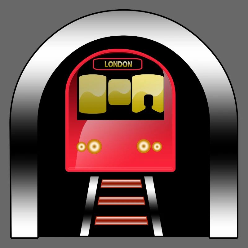 Train rouge de Londres sous arche