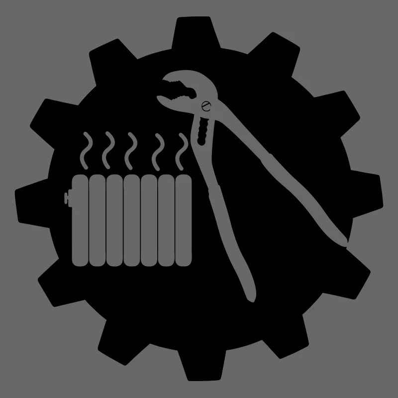 Teamwork heating mechanic logo in gear