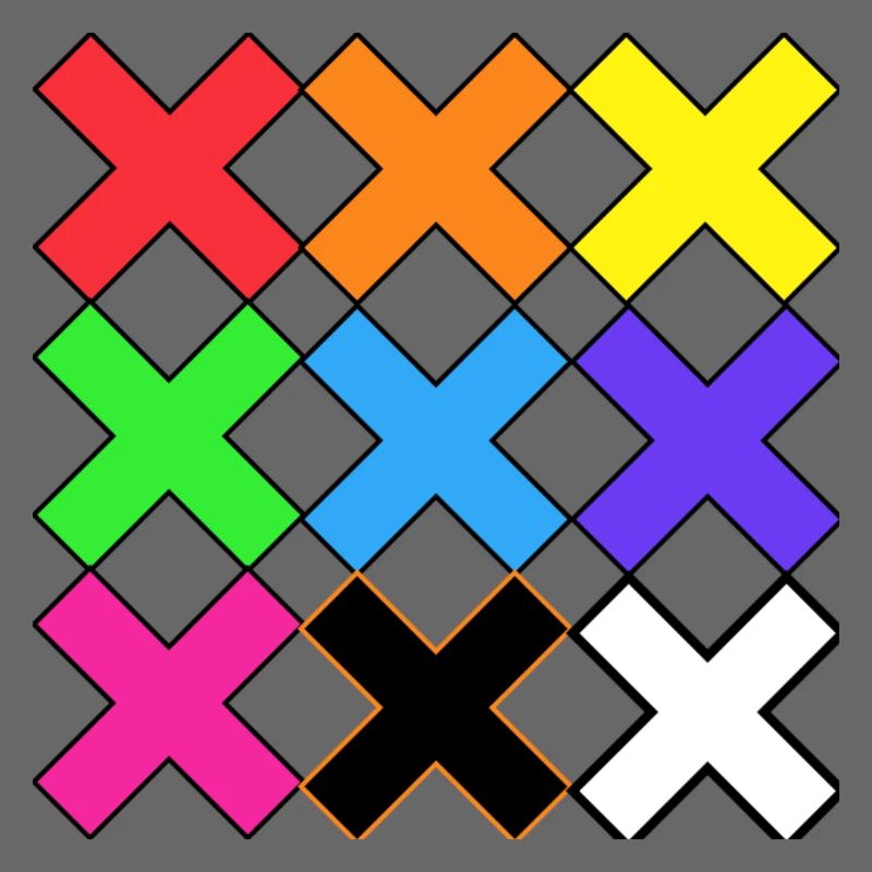 Bunte X Muster auf Schwarz Farben X