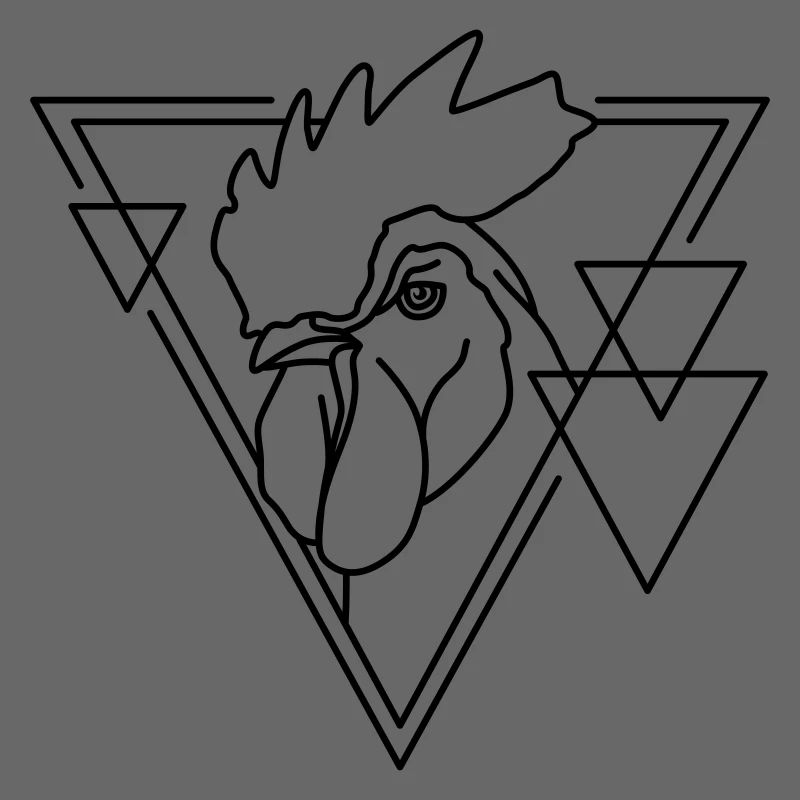 Coq en forme géométrique - Conception d’art au trait