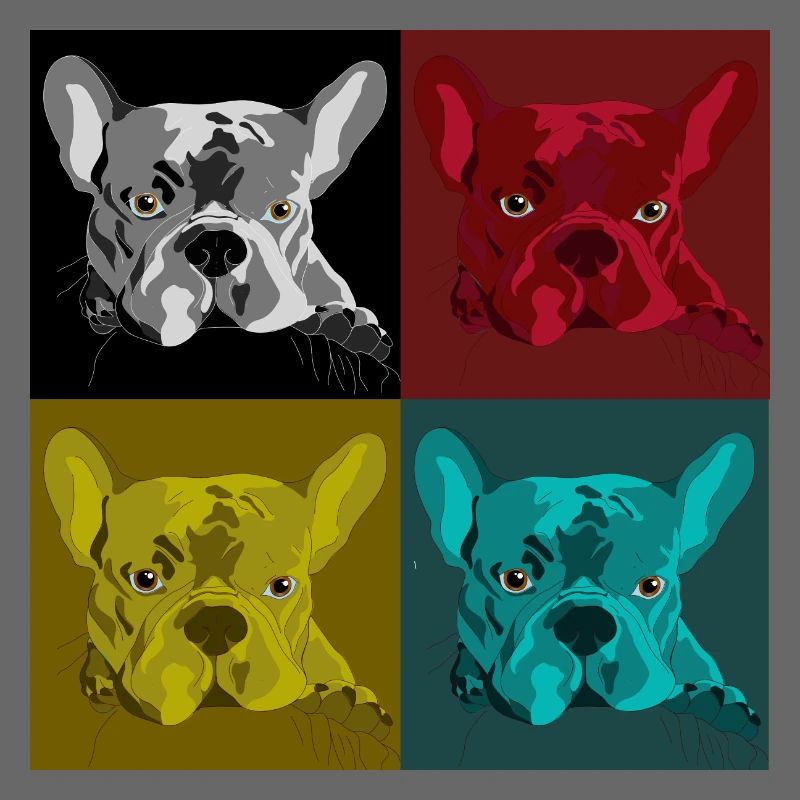 Frenchie Pop Art Vierfarb Design