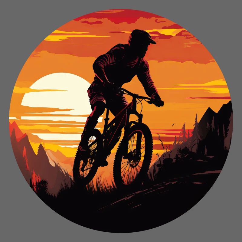 MTB Downhill Cyclist Silhouette,